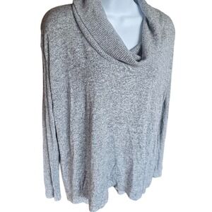 Express One Eleven Cowl Neck Pullover Women M Gray Marled Cozy Relaxed Layering